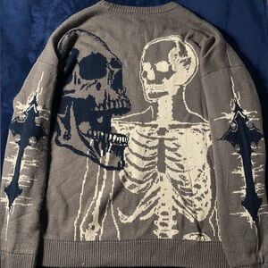 Skeleton Graphic Sweater - Brown